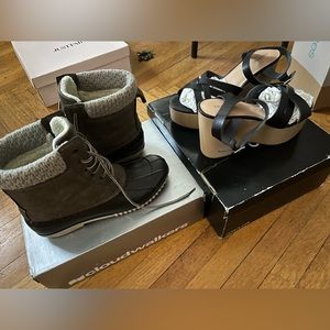 Cloudwalkers weather boot (worn)11wide. Torrid black wedge sandal 11.5wide(new)